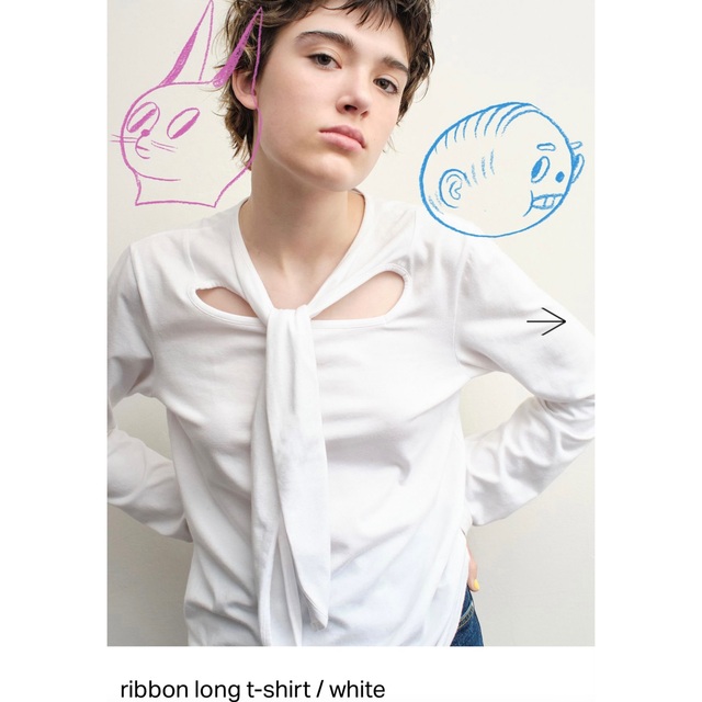 soduk スドークslit open ribbon shirt シャツ/ブラウス(七分/長袖) 一