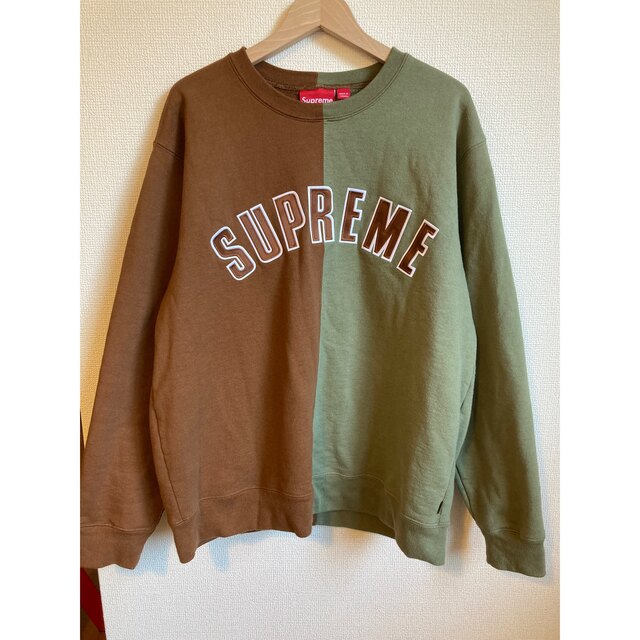 Supreme Split Crewneck Sweat Brown L