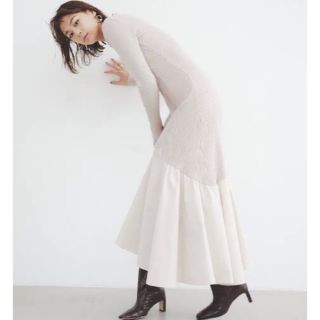 フレイアイディー アシメ切替リブニットコンビワンピース