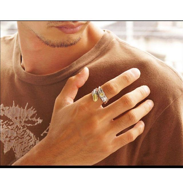 メンズ　リング　指輪 シルバー　韓国　フェザー ヴィンテージ フリーサイズ 0 メンズのアクセサリー(リング(指輪))の商品写真