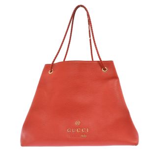 グッチ(Gucci)のGUCCI グッチ ロゴ レザー トートバッグ レッド 380118 ショルダーバッグ(ショルダーバッグ)