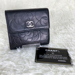 シャネル(CHANEL)のCHANEL カメリア コンパクト財布 ブラック ココマーク(財布)