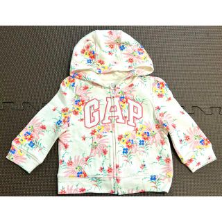 ベビーギャップ(babyGAP)のbaby GAP ベビーギャップ パーカー ホワイト 花柄 80センチ(トレーナー)