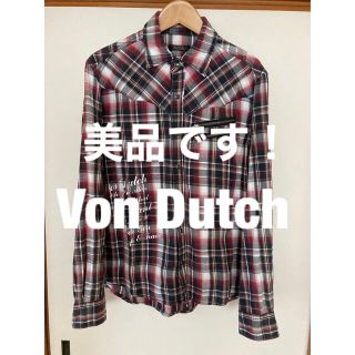 ボンダッチ(Von Dutch)の美品です！USバイカーズ　Von Dutch 銀ラメチェック　コットンネルシャツ(シャツ)