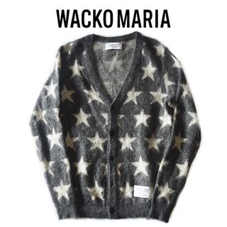 【人気モヘアカーディガン】WACKO MARIAスターデザイン星柄ブラック.