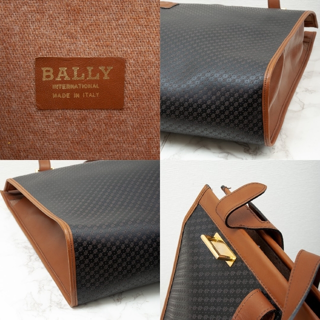 【希少/美品】BALLY バリー ボディバッグ ロゴ型押し 総柄  オールレザー