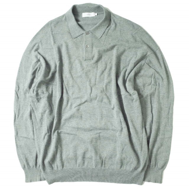 Graphpaper グラフペーパー 21SS 日本製 Suvin Oversized L/S Polo オーバーサイズロングスリーブニットポロシャツ GM211-80038B Free C.GRAY 長袖 トップス【Graphpaper】