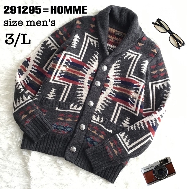 291295=HOMME(ニーキュウイチニーキュウゴーオム)の❤️専用【美品】【used】【メンズ3/L】291295=HOMME カウチン メンズのトップス(カーディガン)の商品写真