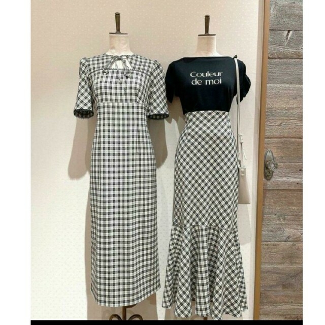 2021公式店舗2021公式店舗DEICY ミニチェックオープンカラーワンピース