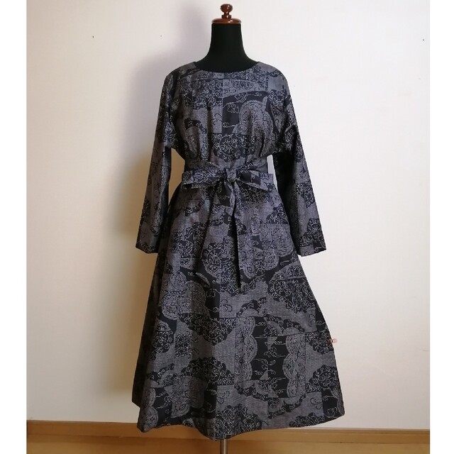 SOLD 着物リメイク ワンピース 大島紬 SOLD 着物リメイク ワンピース 大島紬