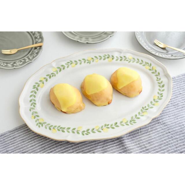 和風 【新品未使用】阿部慎太郎 レモン皿 檸檬 オーバル 花形リム皿