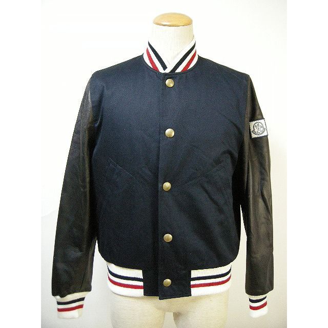 独特な 【送料無料】 MONCLER - メンズ BLEUレザースタジャン型ダウン サイズ3◆新品◆モンクレールGAMME ダウンジャケット