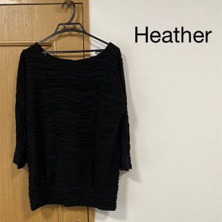 ヘザー(heather)のHeather ヘザー　トップス　黒　チュニック(カットソー(長袖/七分))