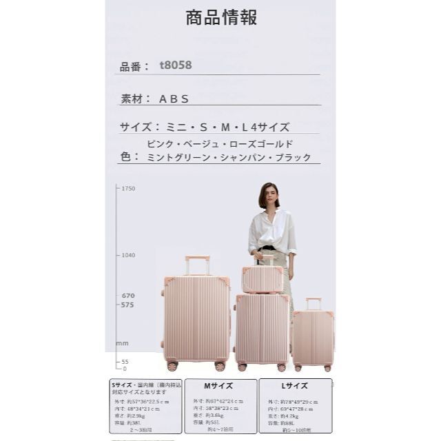 キャリーケース　機内持ち込みSサイズ　シルバー レディースのバッグ(スーツケース/キャリーバッグ)の商品写真