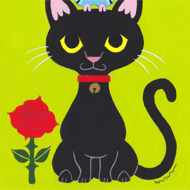 最高の品質 原画 猫と小鳥ブレーメン ラグドール 猫 鳥 インコ イラスト 絵画 絵 アート