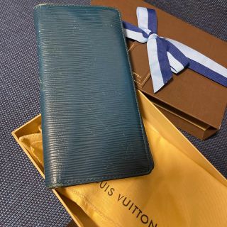 ルイヴィトン(LOUIS VUITTON)のLOUIS VUITTON エピライン長財布　ブルー　即購入可　イニシャル刻印有(長財布)