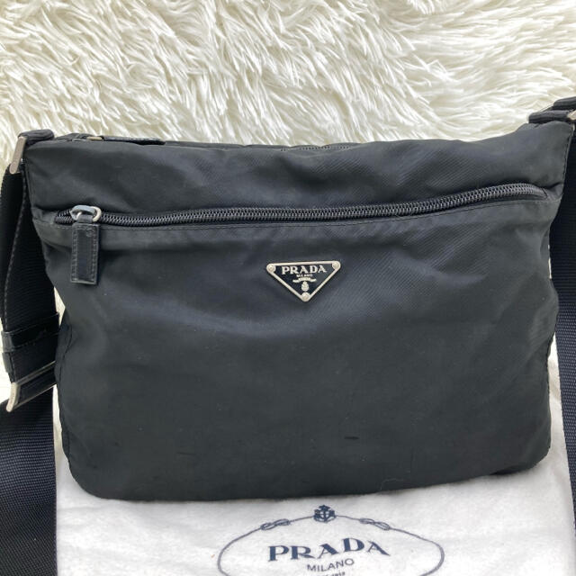 良品 プラダ ショルダーバッグ カメラバッグ ナイロン レザー 三角