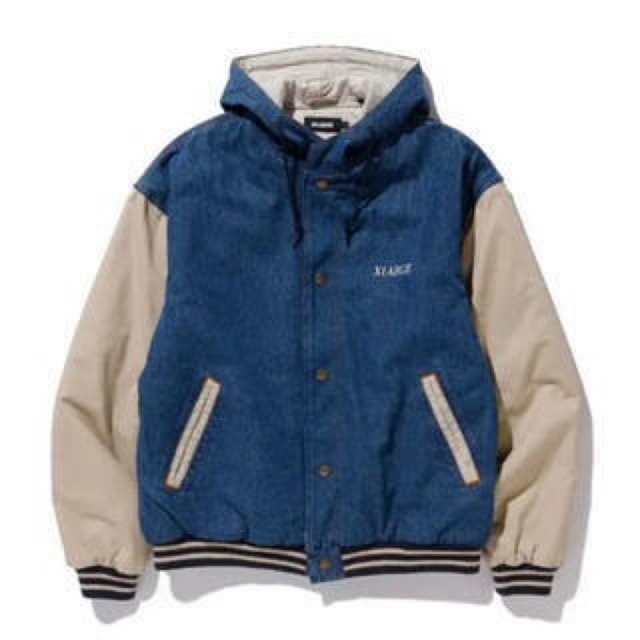 【美品】XLARGE HOODED VARSITY DENIM JACKET