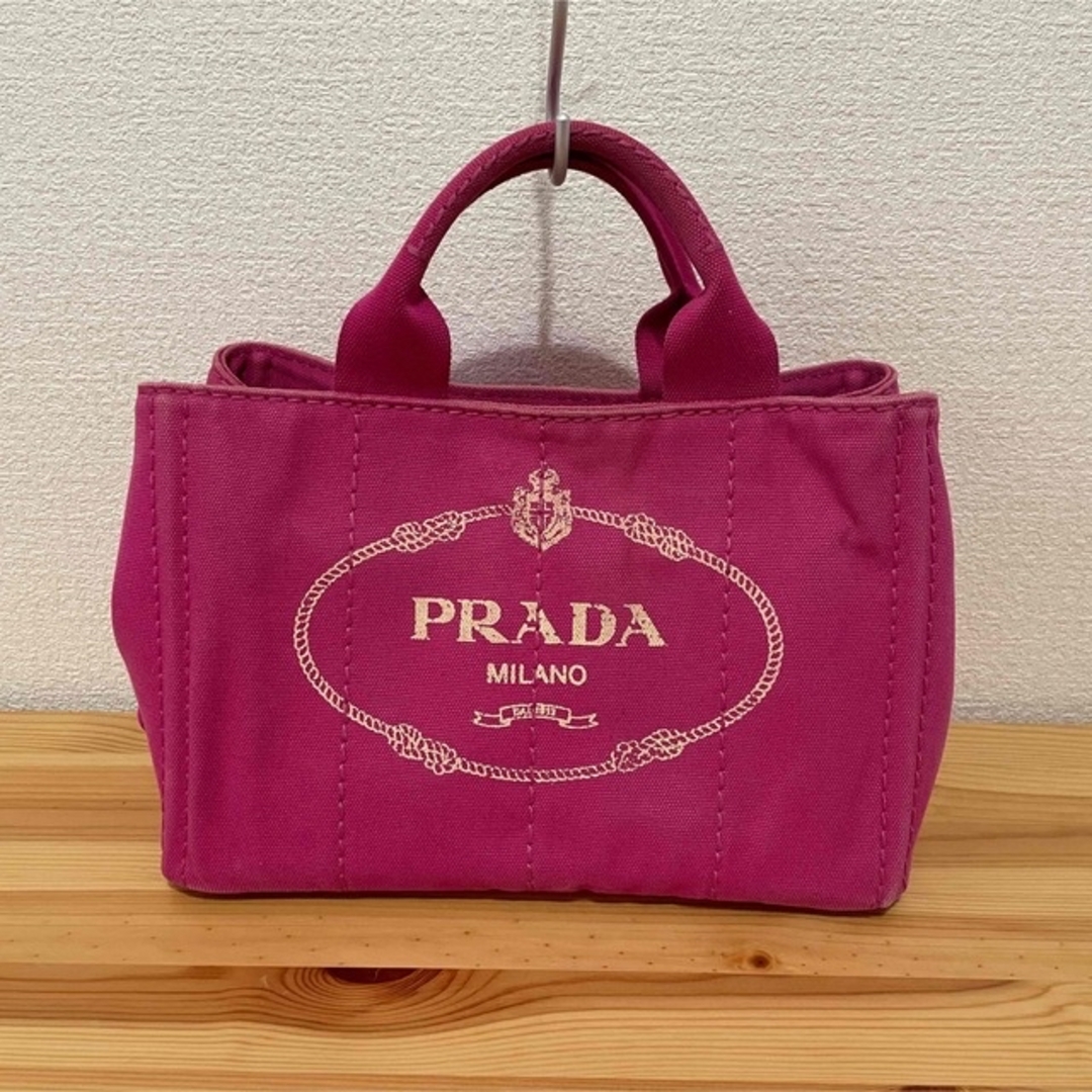 トートバッグPRADA CANAPA トートバッグ　S ピンク