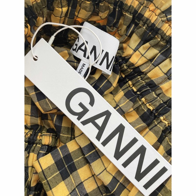 Adam et Rope'(アダムエロぺ)の【新品】GANNI ガニー　シャーリング チェック トップス ビスチェ レディースのトップス(キャミソール)の商品写真