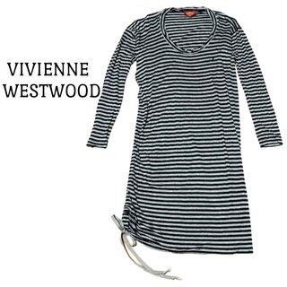 Vivienne Westwood - ヴィヴィアンウエストウッド【美品】ボーダー柄 長袖 ひざ丈 ワンピース