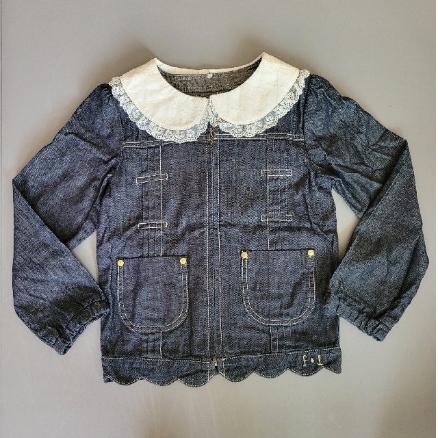 franche lippee(フランシュリッペ)のma様ご専用❗美品☆フランシュリッペ キッズ スカラップデニムジャケット 130 キッズ/ベビー/マタニティのキッズ服女の子用(90cm~)(ジャケット/上着)の商品写真