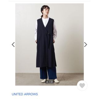 ユナイテッドアローズ(UNITED ARROWS)のVネック ロングベスト ネイビー(ベスト/ジレ)