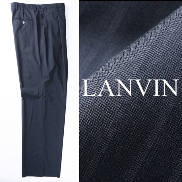 新品LANVINランバンスーパーファイン110’Sウールタックワイドパンツ48