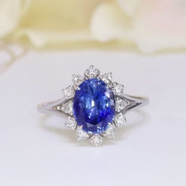 天然 ロイヤルブルーサファイア ダイヤ リング2.51ct k18 f