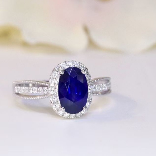 非売品 天然 ロイヤルブルーサファイア f k18 リング1.72ct ダイヤ