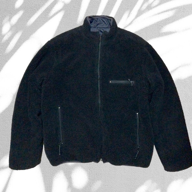 古着 stussy ボアフリース×総ロゴ リバーシブルジップアップジャケット
