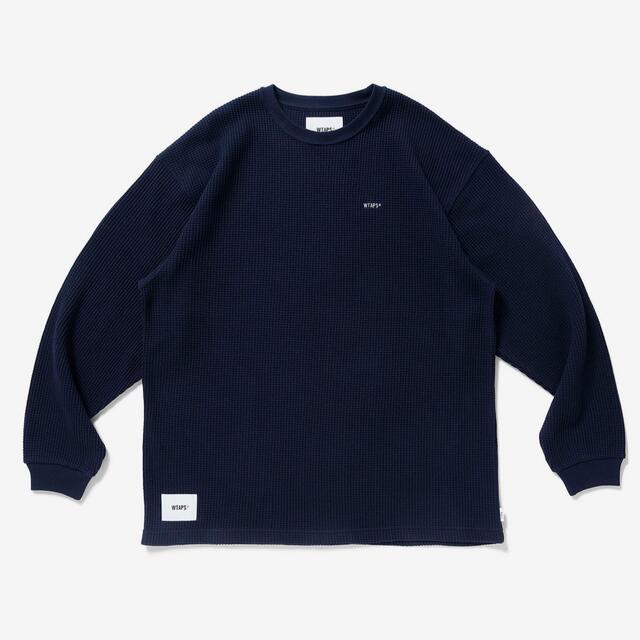 Navy wtaps WAFFLE LS COTTON LOOSE SIGN