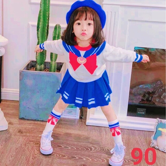 90 子供 女の子 コスプレ コスチューム セーラー服 セーラームーンの