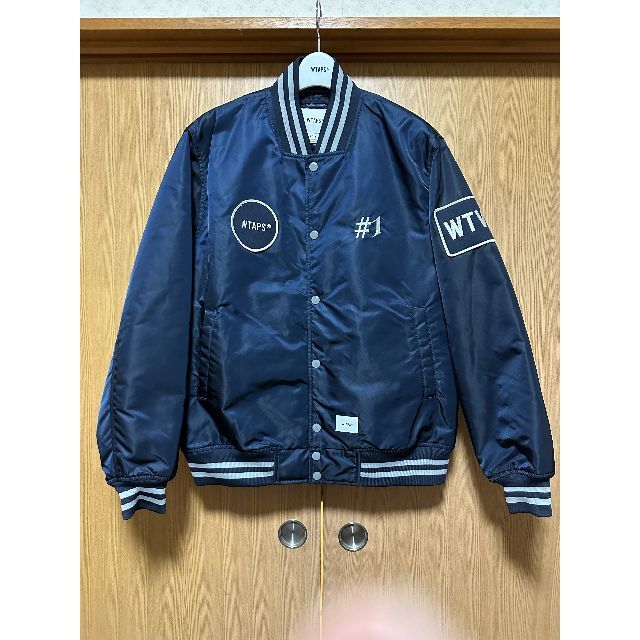 wtaps bench jacket Mサイズ nylon satin navy