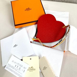 エルメス(Hermes)のHERMES エルメス プティアッシュ ハート チャーム レザー バイカラー☆(チャーム)