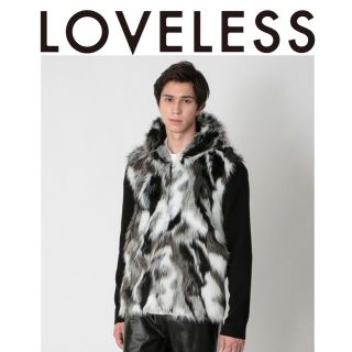 ラブレス(LOVELESS)のタグ付きほぼ新品【LOVELESS】 モノトーンフーデッド フェイクファーニット(ブルゾン)