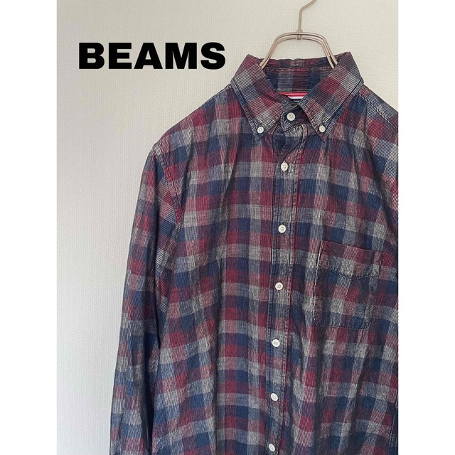 BEAMS(ビームス)のBEAMS コーデュロイシャツ ダークなチェックにやや光沢感あるカラー(M) メンズのトップス(シャツ)の商品写真