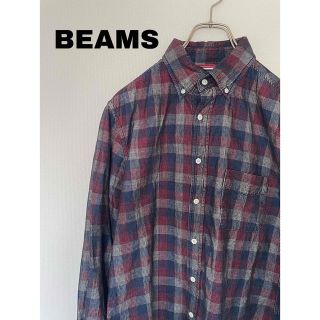 ビームス(BEAMS)のBEAMS コーデュロイシャツ ダークなチェックにやや光沢感あるカラー(M)(シャツ)