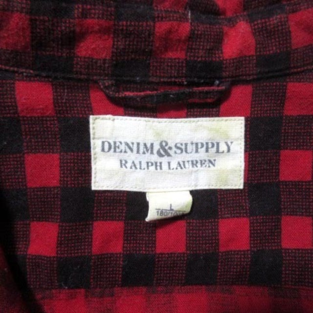 Denim & Supply Ralph Lauren(デニムアンドサプライラルフローレン)のデニム&サプライ ラルフローレン チェック柄 シャツ 長袖 赤 黒 レッド L メンズのトップス(シャツ)の商品写真