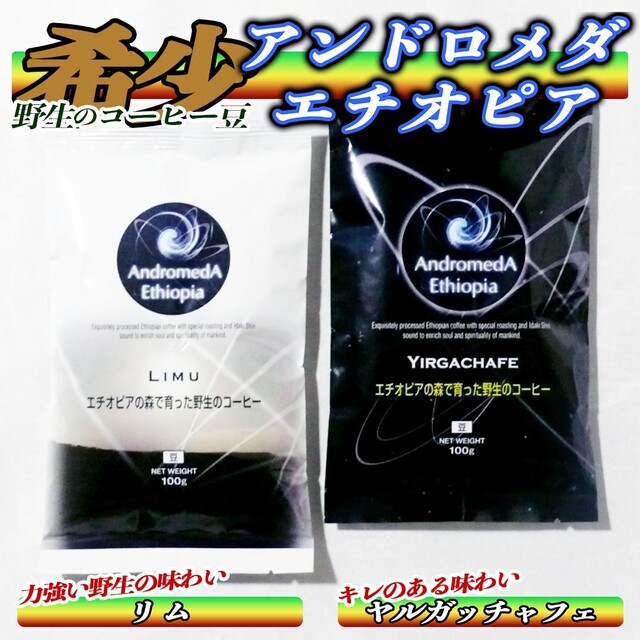 豆100g×2☆アンドロメダエチオピアコーヒー☆リム＆ヤルガッチャフェ☆無農薬 食品/飲料/酒の飲料(コーヒー)の商品写真