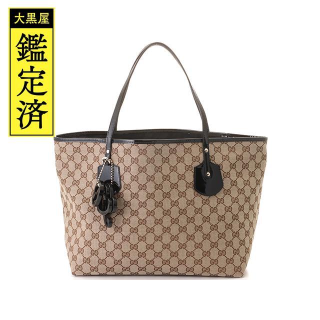 グッチ ジョリートート ベージュ/ブラック キャンバス/パテント グッチ ジョリートート ベージュ/ブラック キャンバス/パテント