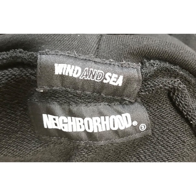 NEIGHBORHOOD(ネイバーフッド)の美品 NEIGHBORHOOD WIND AND SEA パーカー L 黒 メンズのトップス(パーカー)の商品写真