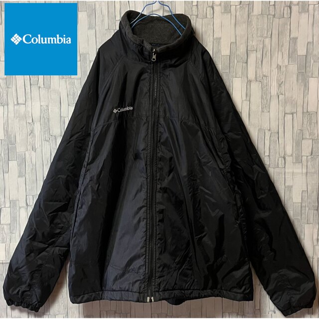 ✨Columbia✨ナイロンジャケット 黒 白 ワンポイントロゴ