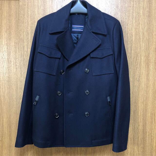 美品 TOMMY HILFIGER トミーヒルフィガー Pコート ネイビー 上品 3800