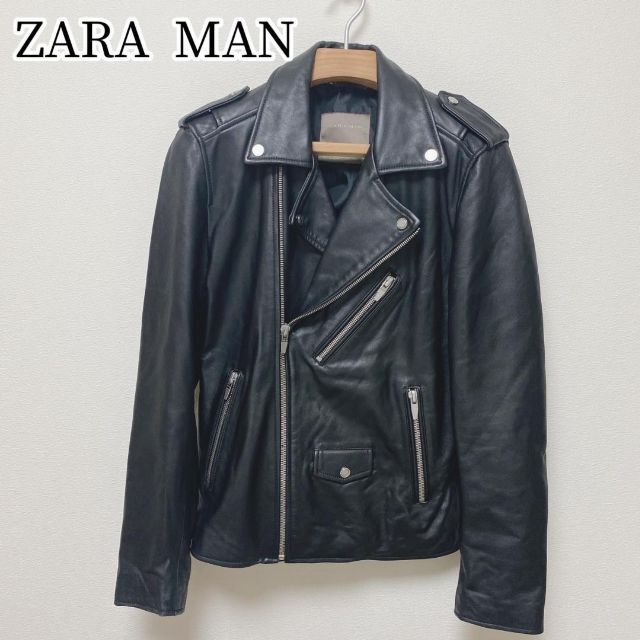 新品ショップ ZARA MAN ザラ ダブルライダースジャケット ラムレザー