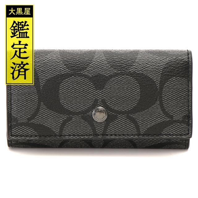 COACH(コーチ)のコーチ　シグネチャー5連キーケース　ブラック/グレー　PVC/レザー　【205】 レディースのファッション小物(キーケース)の商品写真