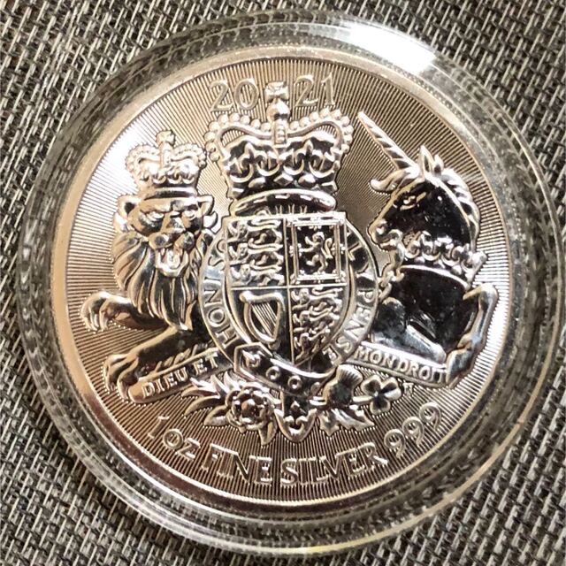 未使用 純銀 イギリス 王室紋章 1オンス 銀貨 2021年 コインケース付き ...