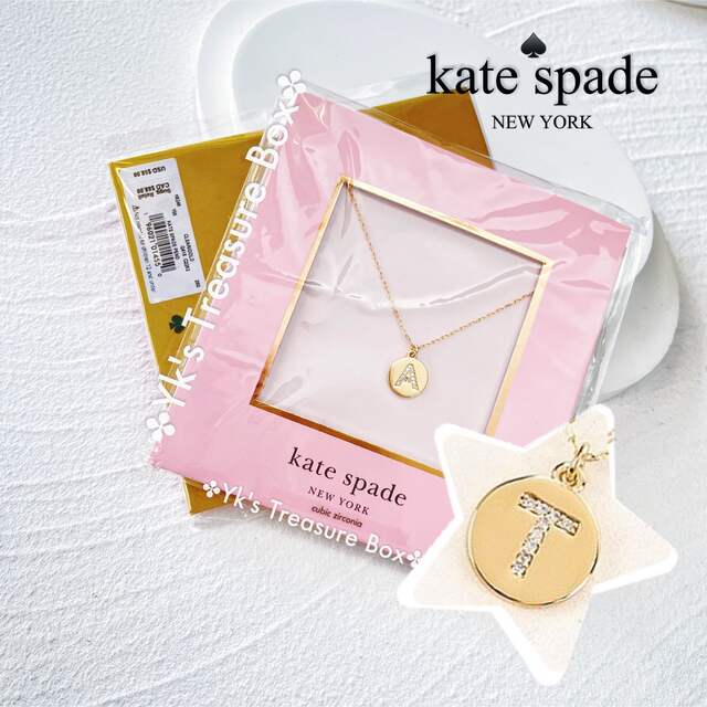 kate spade new york(ケイトスペードニューヨーク)のB024/kate spade/T/パヴェアルファベットペンダントネックレス レディースのアクセサリー(ネックレス)の商品写真