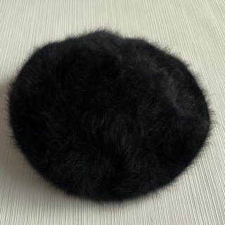 ファー　ベレー帽　ブラック(ハンチング/ベレー帽)