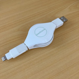 巻き取り式 USB-A to lightning MicroUSB 充電ケーブル(PC周辺機器)